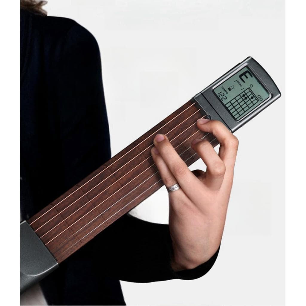 Treinador de Acordes de Guitarra Portátil com Tela Rotativa, Metrônomo Integrado, Bateria Inclusa