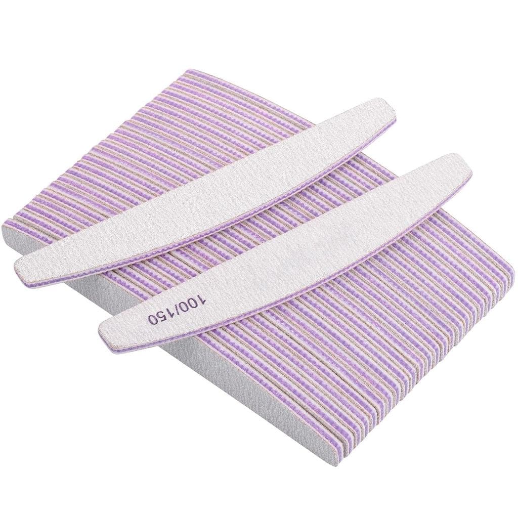 25 Lixas de Unha 100/150 Grit Dupla Face Lavável para Unhas de Acrílico, Gel e Unhas Naturais