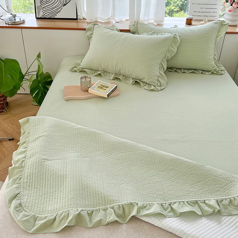Capa de cama de renda de algodão puro, peça única, versão coreana, listrado, algodão espesso, lençol acolchoado, Tatami,