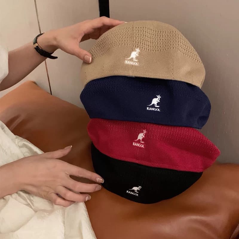 G60 Chapéu Canguru Boina De Moda Feminina Retrô Britânica De Quatro Estações Bonés De Verão De Malha Fina Chapéus De Pin