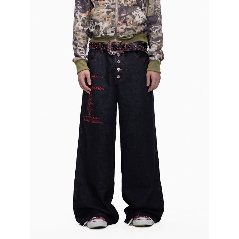 Estilo Hong Kong na moda masculina verão novo estilo 2025 carta única Jeans Hip Hop ins na moda High Street na moda rufi