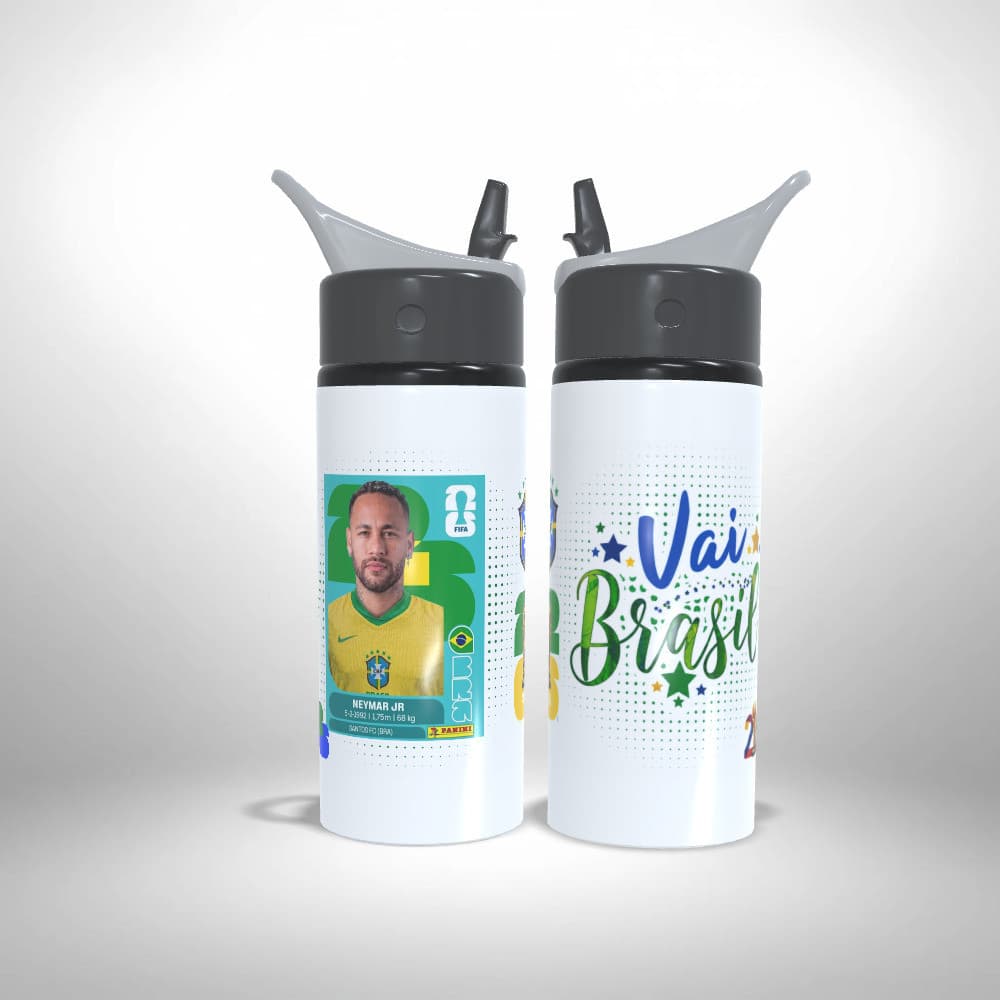 Garrafa Squeeze Personalizada Jogadores Figurinhas Neymar Casemiro Marquinhos Alisson VJR