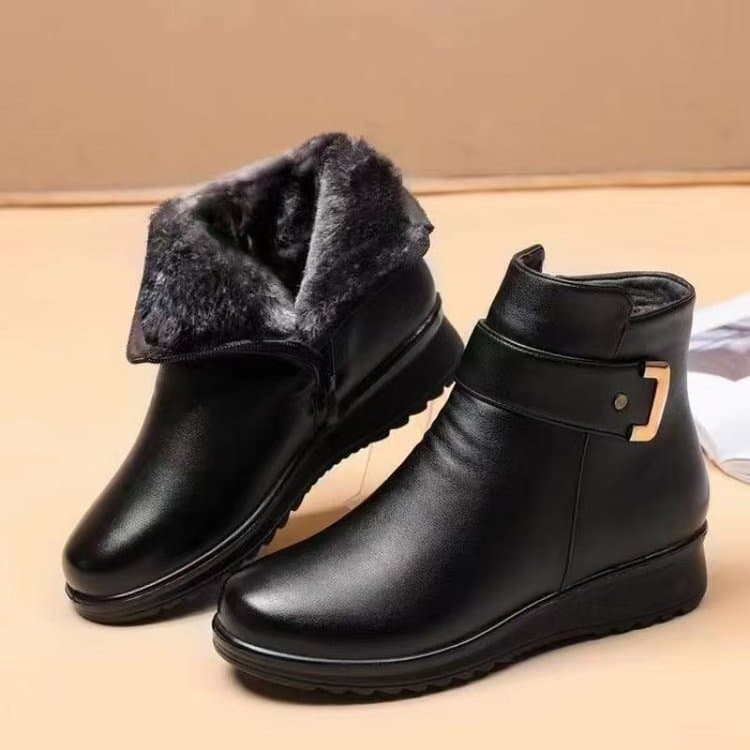 W inverno sapatos de algodão forro de lã outono inverno antiderrapante quente botas curtas para idosos de meia-idade