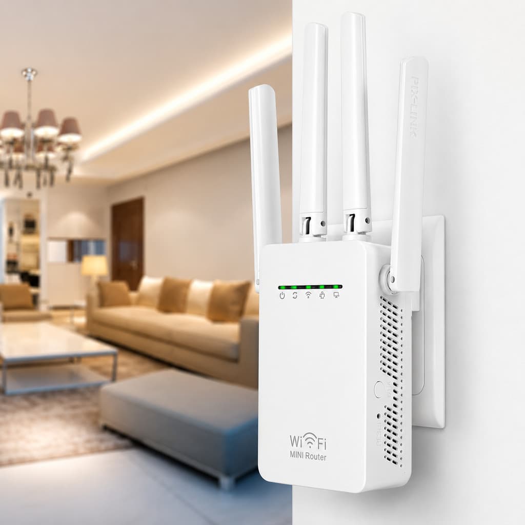 Mini Router WiFi 300M Repetidor de Sinal com WPA WPA2 Segurança Wireless