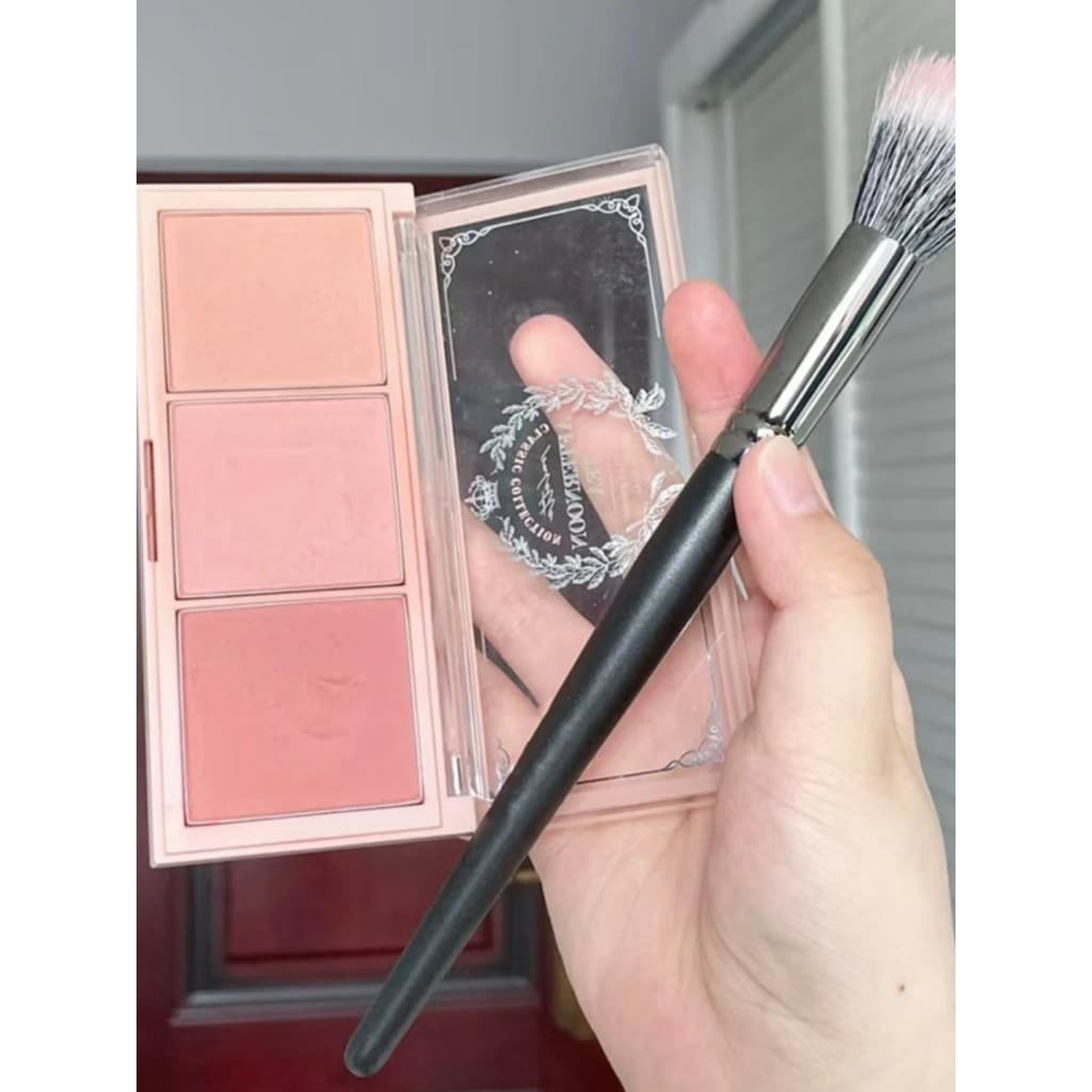 2025 novo estilo chá da tarde Tricolor Blush paleta feminina sombra sol vermelho Nude maquiagem genuíno Natural roxo lar