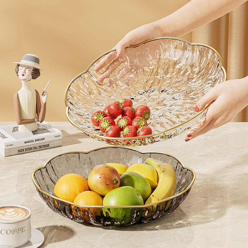 Prato de frutas de luxo com padrão martelado, disponível em vários tamanhos, durável e adequado para uso doméstico na sa