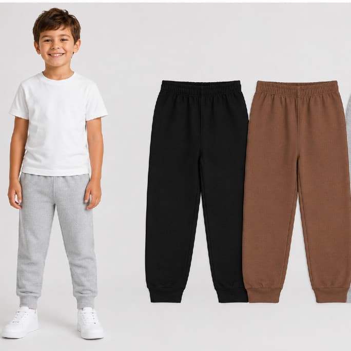 Kit 3 Calças Infantil Moletom Menino Lisas Peluciadas Sortidas 01 ao 14