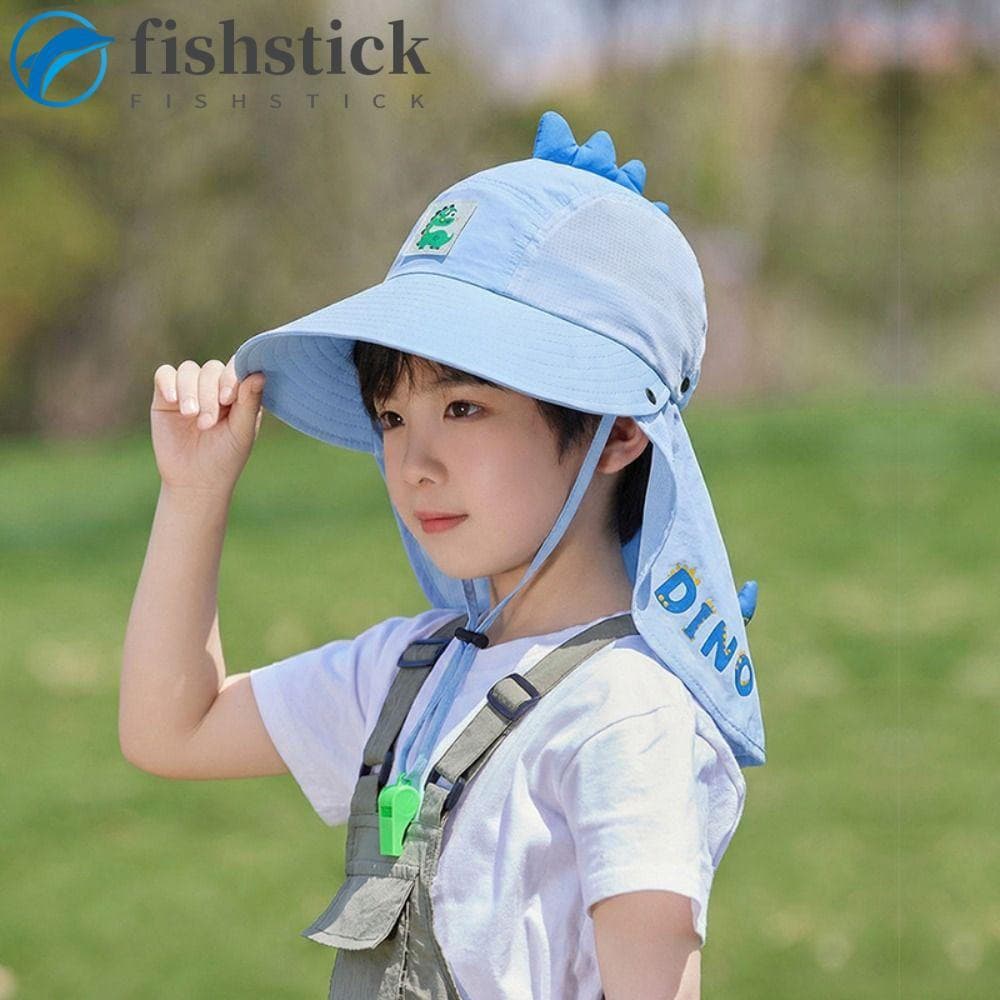Chapéu De Sol Infantil FISHSTICKA , Aba Grande , Proteção Solar , Apito , Protetor Boné De Praia