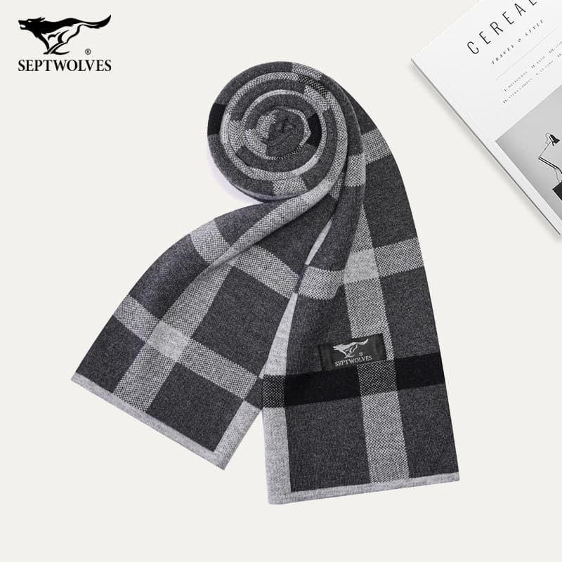 Sete lobos cachecol masculino inverno lã malha babador outono inverno quente High-End presente para namorado prático