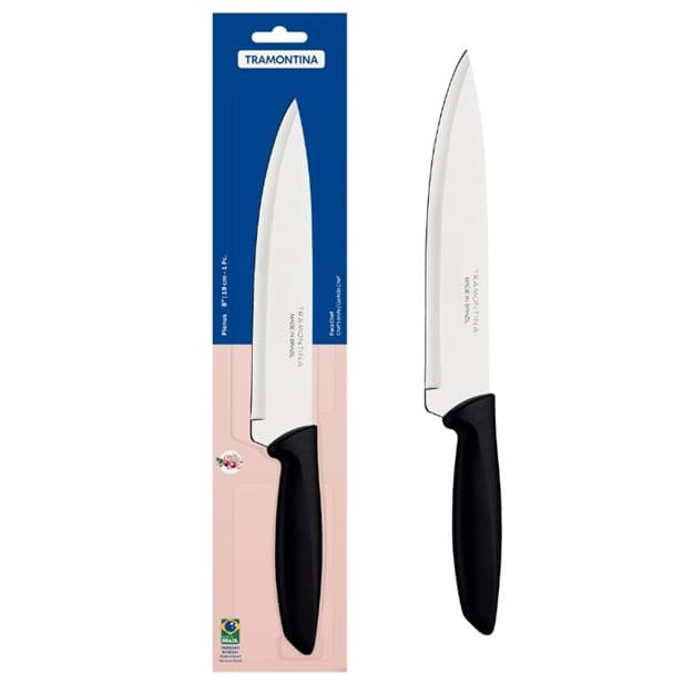 Faca Chef Tramontina Plenus 8 Lâmina Aço Inox Original Cozinha Cabo Polipropileno Profissional