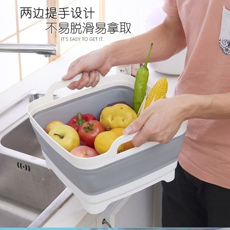 Pia dobrável dobrável quadrada cesta de lavagem de vegetais cesta de drenagem portátil viagem ao ar livre lavagem de veg