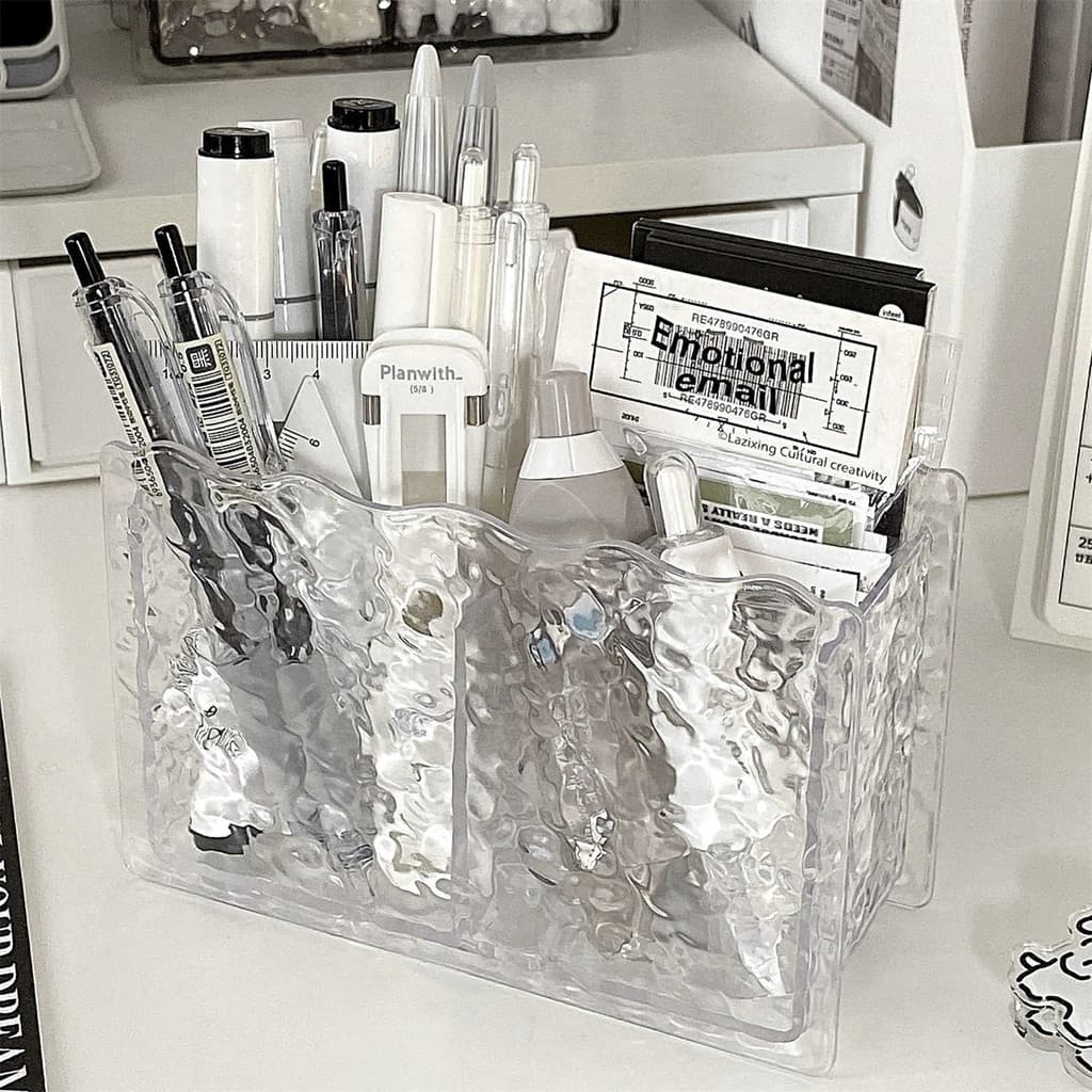 Ins suporte de caneta transparente High-End sentimento Desktop pincel de maquiagem balde de armazenamento dormitório pra