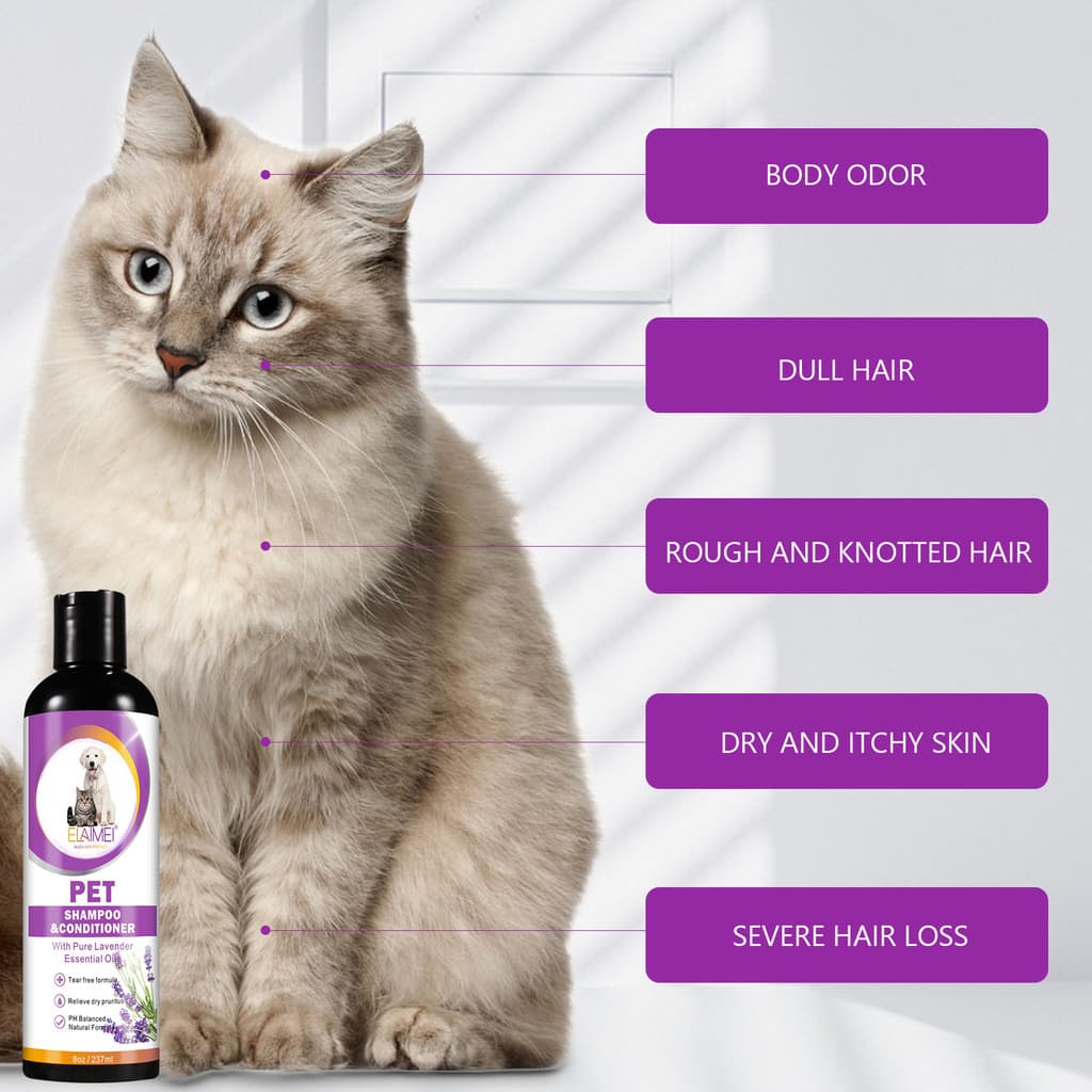 ELAIMEI Pet Shampoo Condicionador 2 em 1 Pet Care 237ml