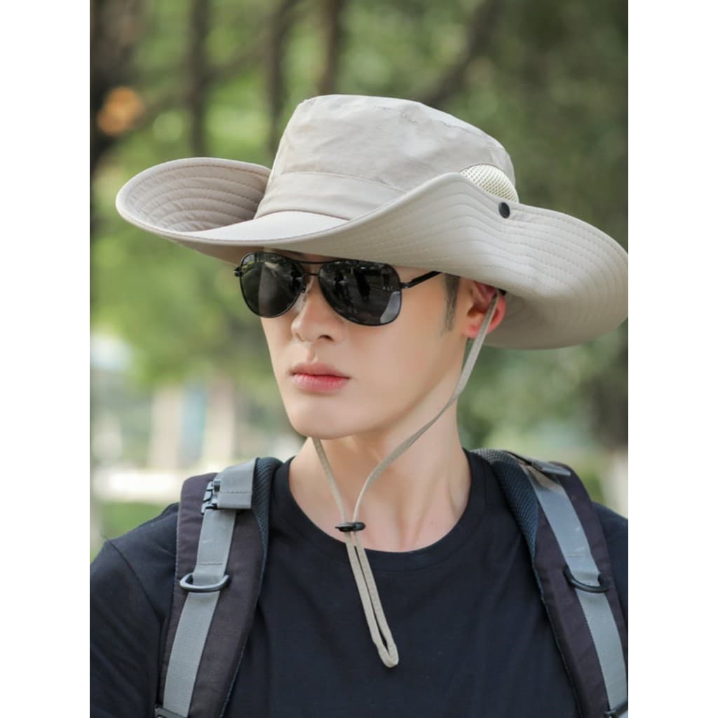 Verão juventude ao ar livre chapéu de caminhada de aba grande chapéu de sol masculino viagem chapéu de sol simples lazer