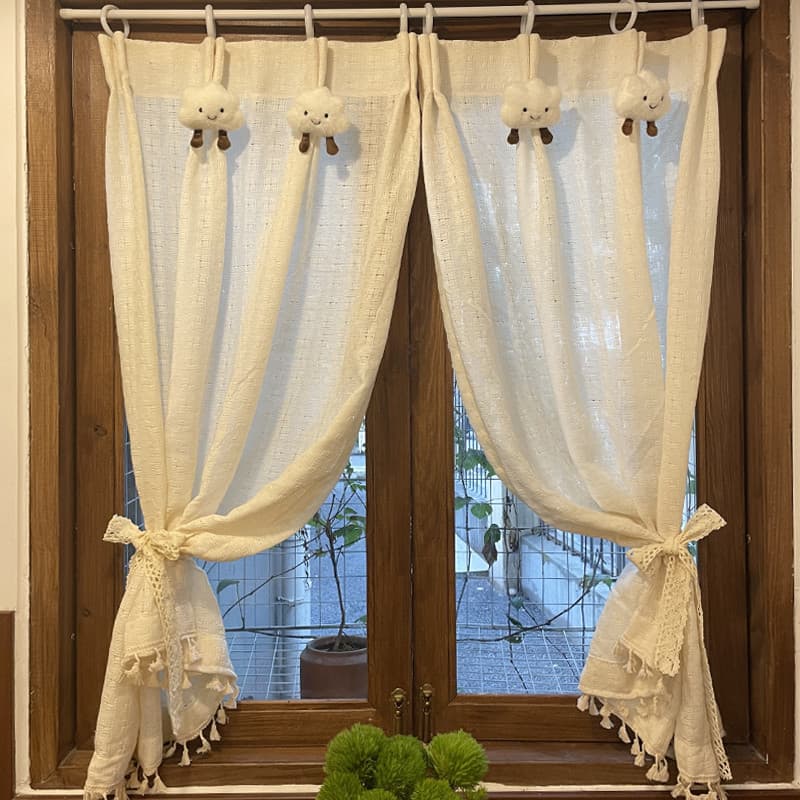 Cortina de gaze estilo japonês Cortina de linho de algodão Cortina curta Cortina divisória de cozinha para quarto Cortin