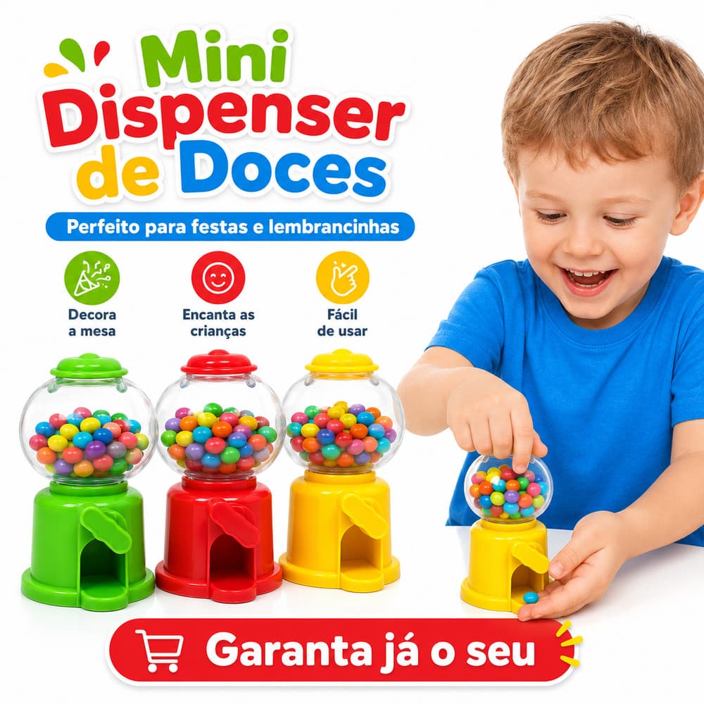 Mini Dispenser Baleiro de Doces Infantil Colorido Festas