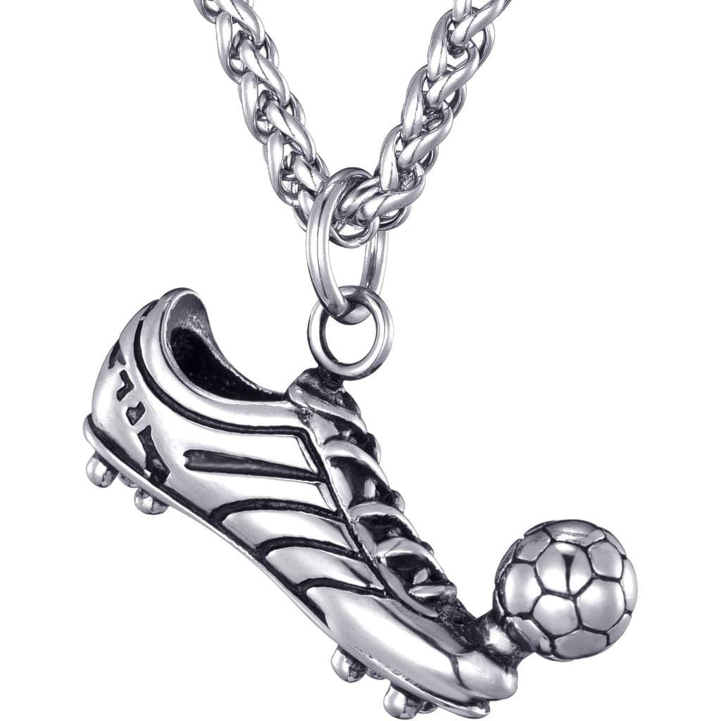 Colar com Pingente de Bola de Futebol em Aço Inoxidável para Homens MOO&LEE com Corrente de 24 Polegadas