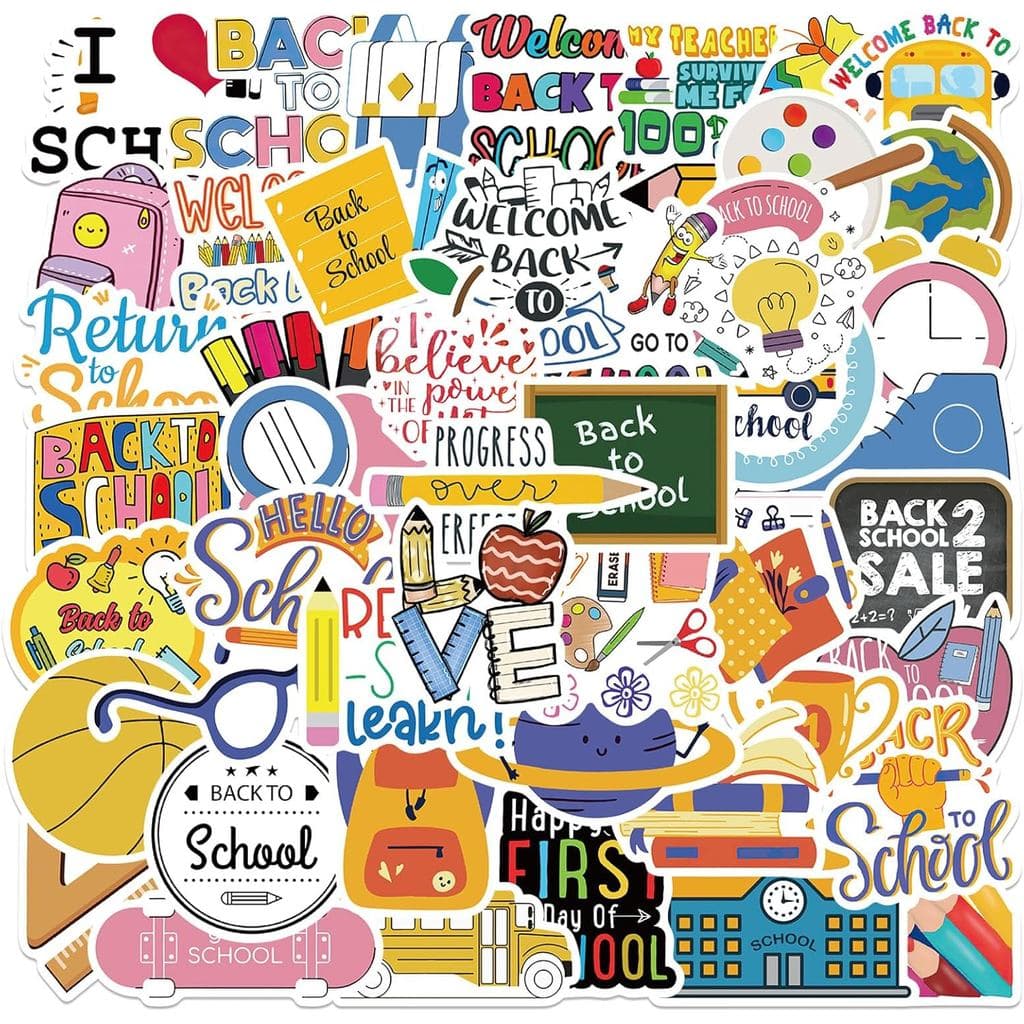 50 Adesivos Escolares Fofos para Volta às Aulas para Crianças, Adesivos de Recompensa para o Primeiro Dia de Aulas para
