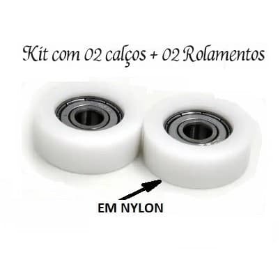 Kit com 2 ROLENTOS 608 e 2 CALÇOS para Rolamento 608
