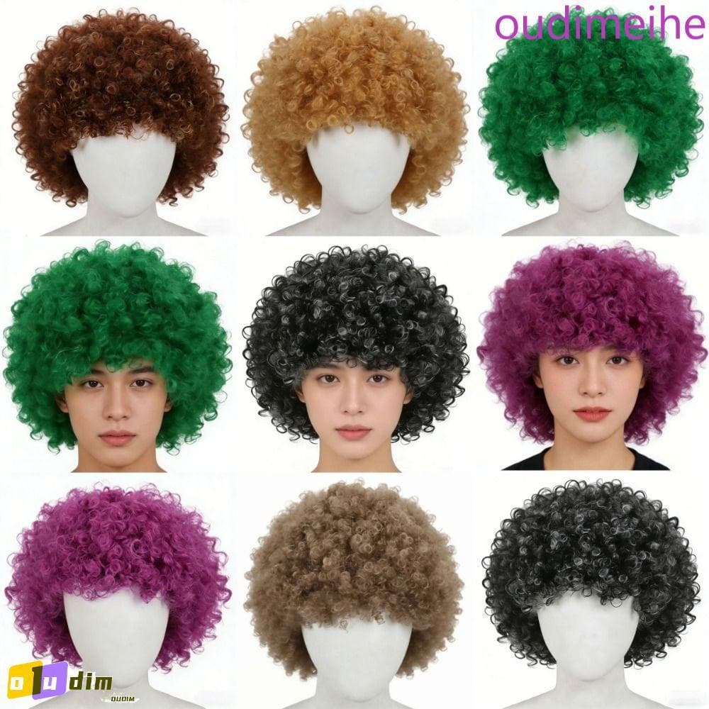 OUDIMEIHE Cabelo Curto Ondulado Encaracolado , Peruca Cosplay Encaracolada De Palhaço Natural Colorido , Respirável