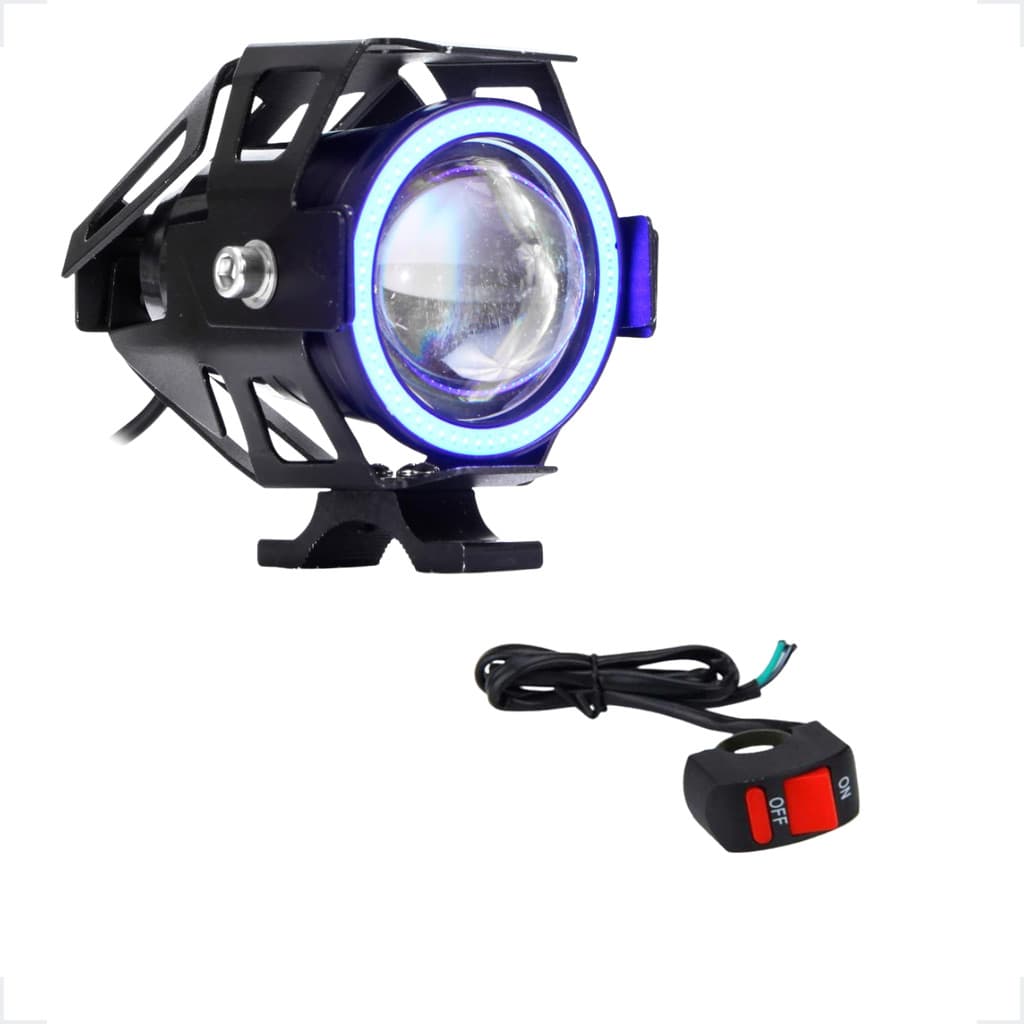 1 Unidade de Farol Auxiliar Milha Grande U7 Azul Led Alta Potencia Para Moto