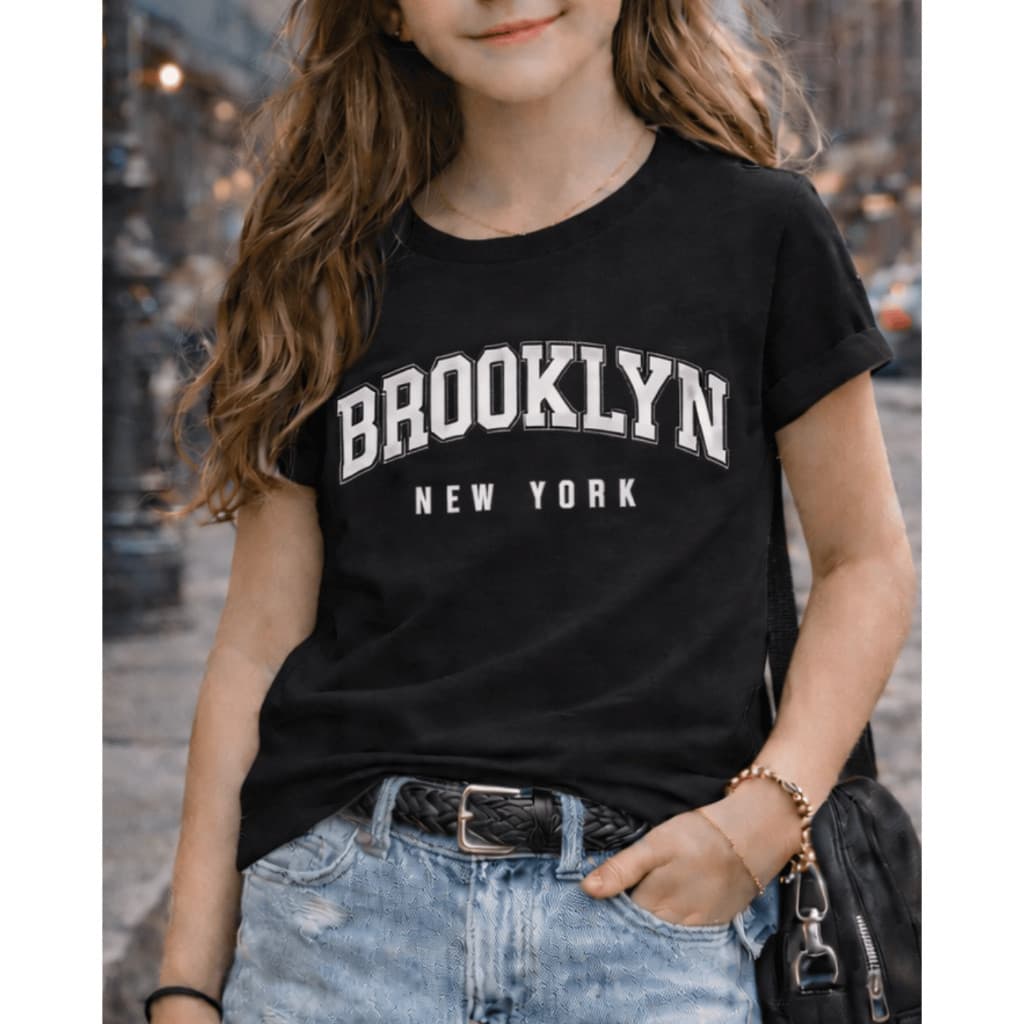 Camiseta juvenil infantil Brooklin100% algodão,blusinha menina,blusa criança lançamento básica promoção
