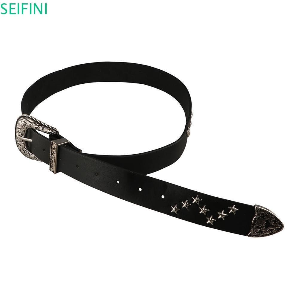SEIFINI Star Rivet Cinto , Jeans Decor Punk Y2K Largo , Acessórios De Saia Retro PU Couro Cinturas