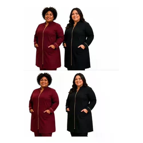 Jaleco Feminino Zíper Gabardine Elastano P Ao G5 Premium vinho Lisa 42