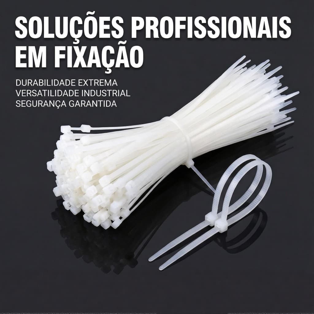 Abraçadeira 3,6MM Plastica Branca 100 Peças Nylon Enforca Gato Presilha Lacre Fita Cinta