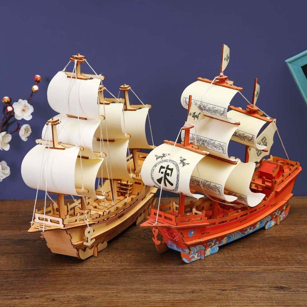 Jigsaw infantil tridimensional modelo 3d meninos meninas artesanal DIY navio comercial educação precoce educacional