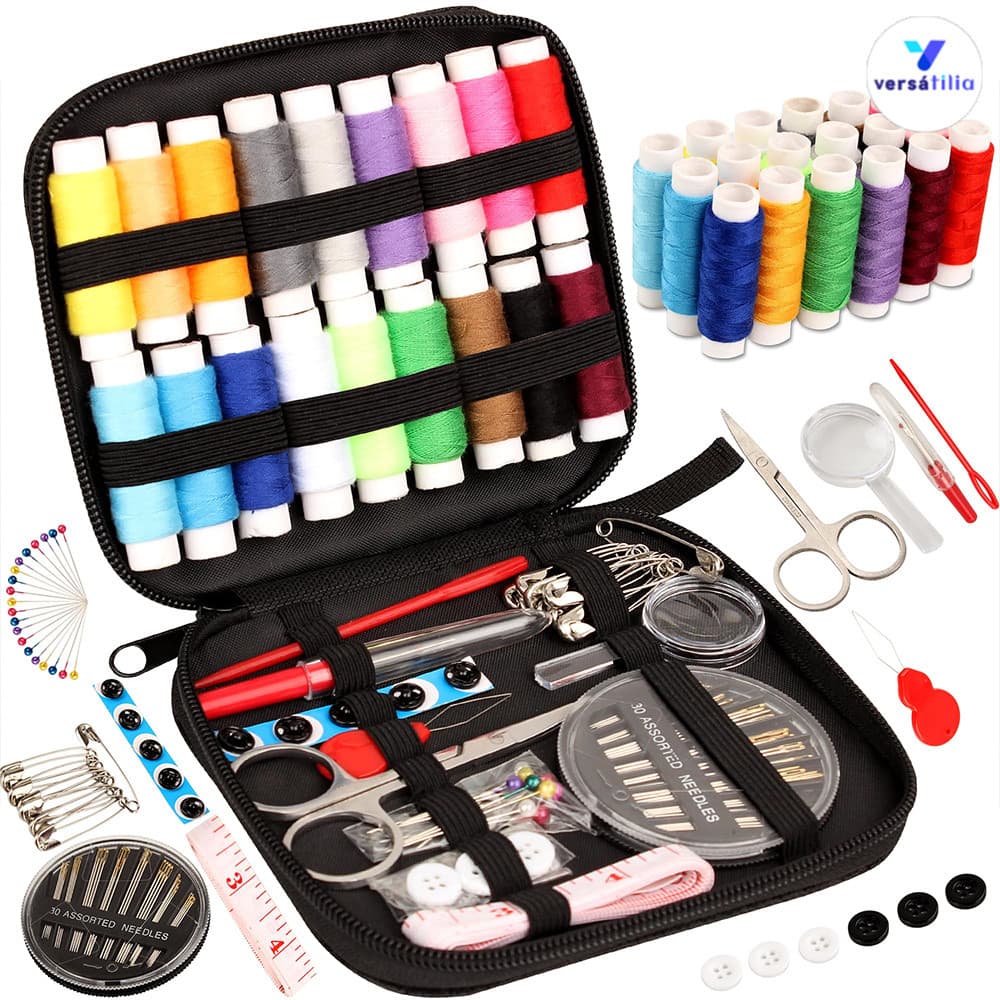 Kit de Emergência para Costura de Roupas – Estojo Portátil com Diversos Tamanhos de Agulhas