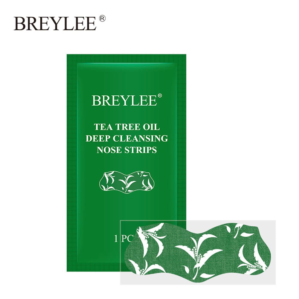 BREYLEE Óleo de Tea Tree para Limpeza Profunda, Tiras para o Nariz que Removem Cravos, Cuidados Anti-Acne para a Pele, 1