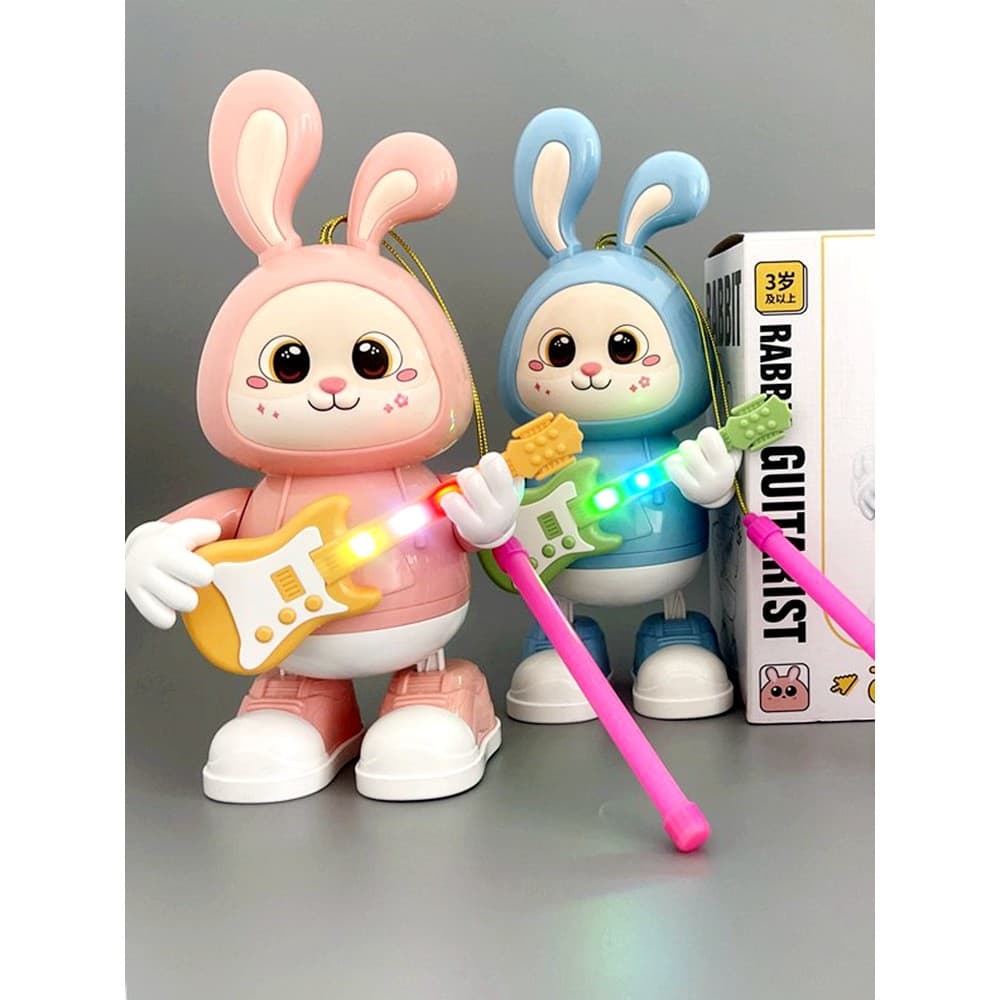 Crianças Mid-Autumn lanterna Festival ano novo lanterna portátil brinquedo dança elétrica guitarra bonito coelho criança