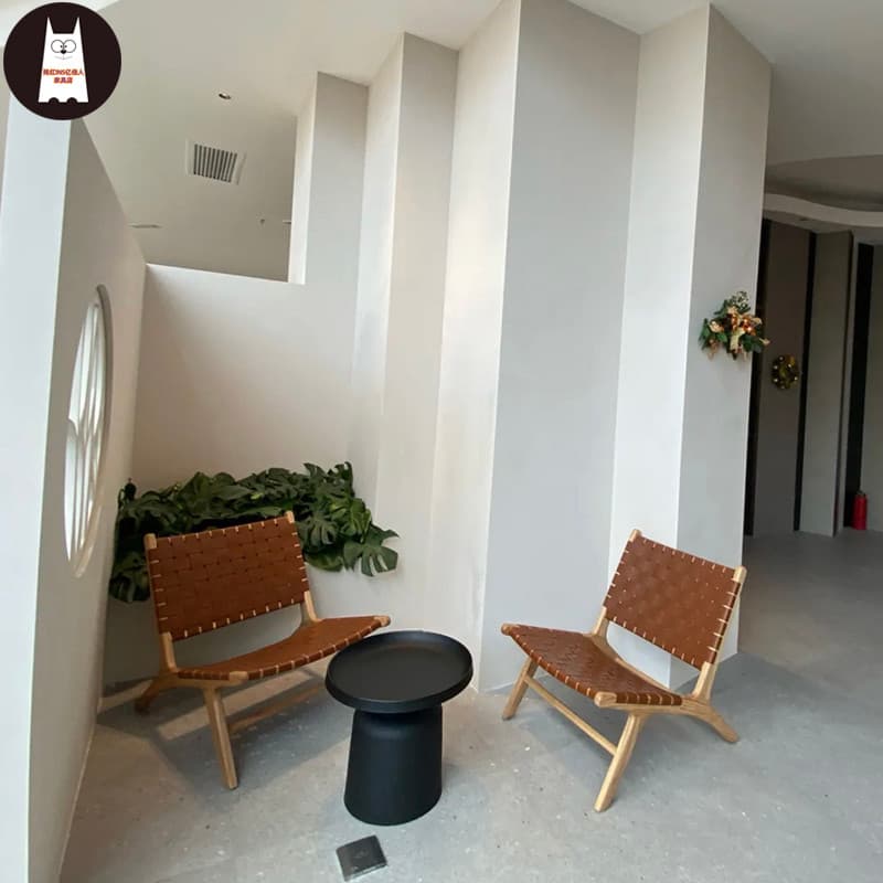 Nordic Designer Rattan banco de madeira maciça único reclinável ao ar livre leite loja chá café lazer negociação mesa ca