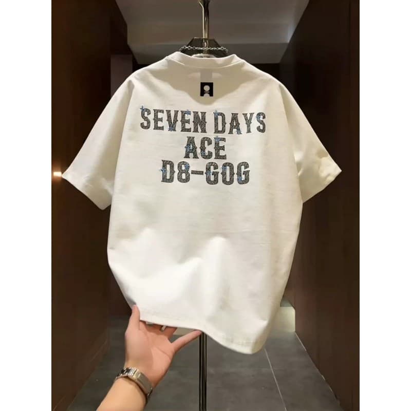 Verão masculino Casual moda carta impressão Design de manga curta camiseta na moda All-Match puro algodão respirável em