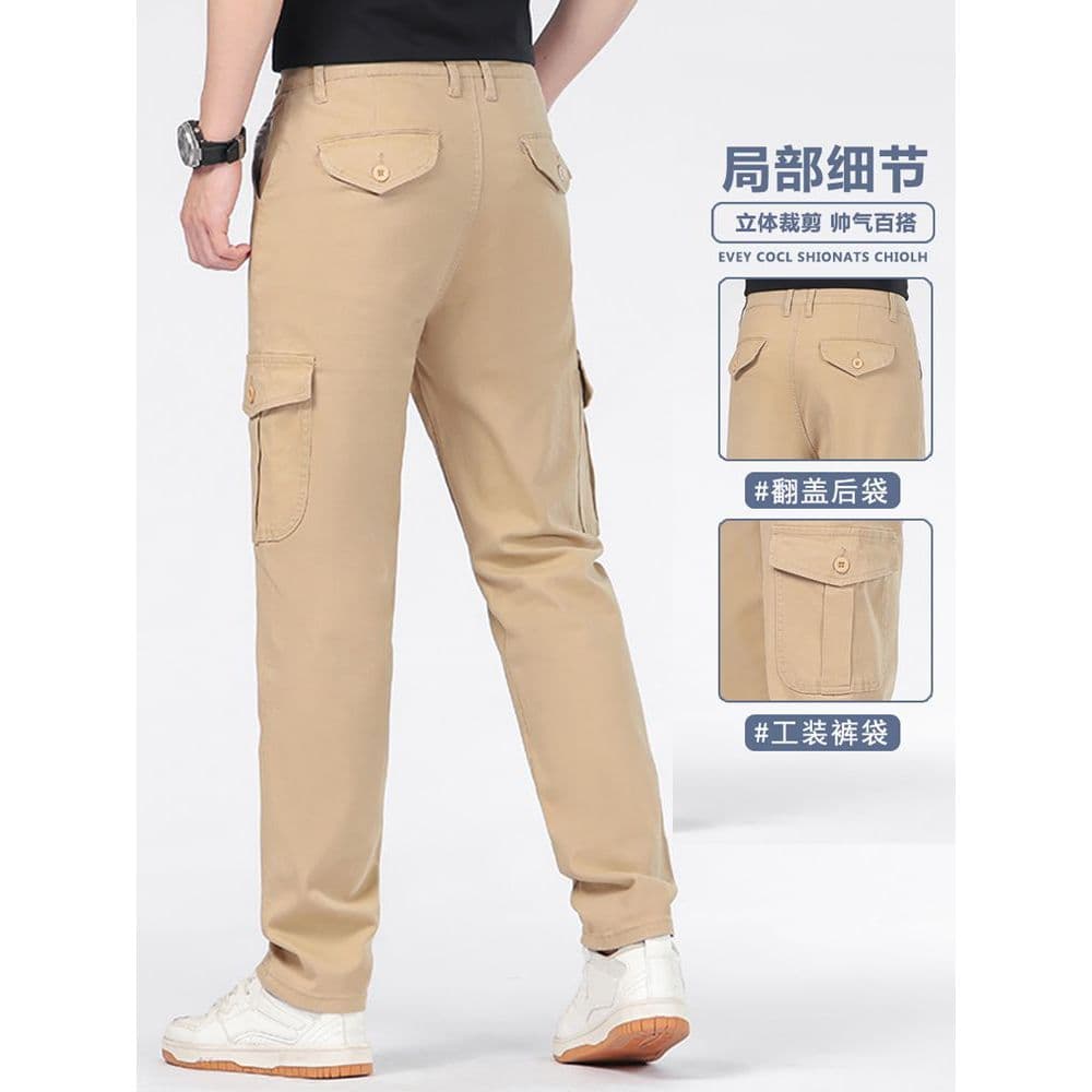 Macacão masculino estiramento confortável Multi-bolso calças casuais na moda All-match verão High-end calças compridas m