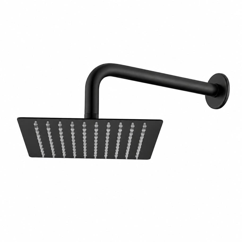 Ducha Quadrada 20x20 Slim +braço de parede Preto Fosco