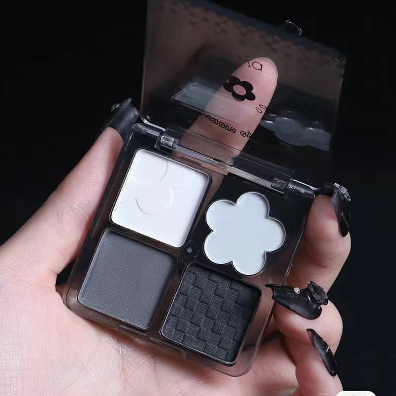 T Tug Little Smoked ~ biya Paleta de sombras de 4 cores Matte White Cut-off Maquiagem para os olhos Cinza de longa duraç