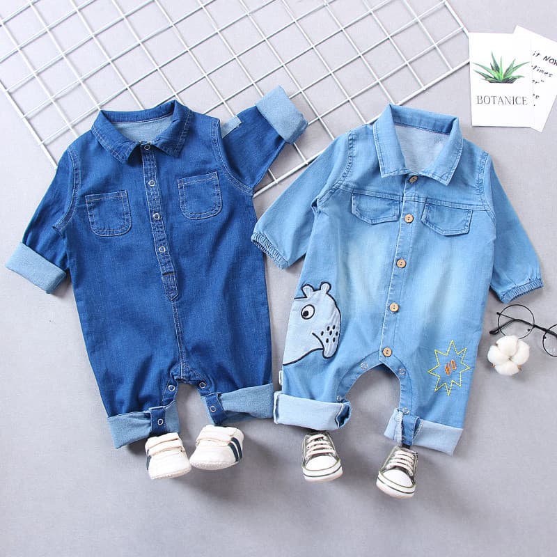 Outing roupas de bebê primavera outono macacão março dezembro menino bebê Denim macacão puro algodão recém-nascido macac