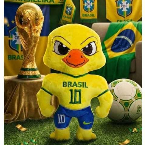 Brinquedo Boneco Pelúcia Canarinho Mascote  Brasil Canarinho  30 cm Altura