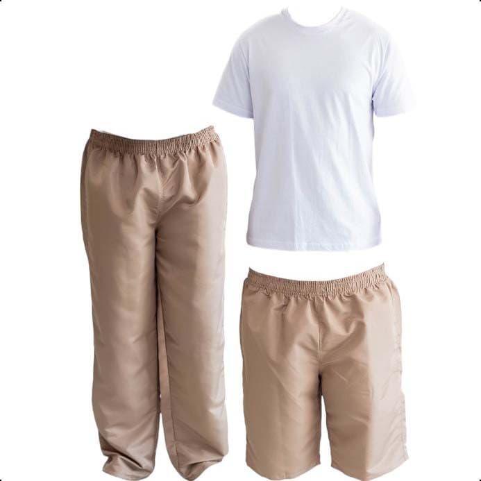 Kit 3 Peças 1 Camiseta Branca + 1 Bermuda Tactel + 1 Calça Tactel CDP