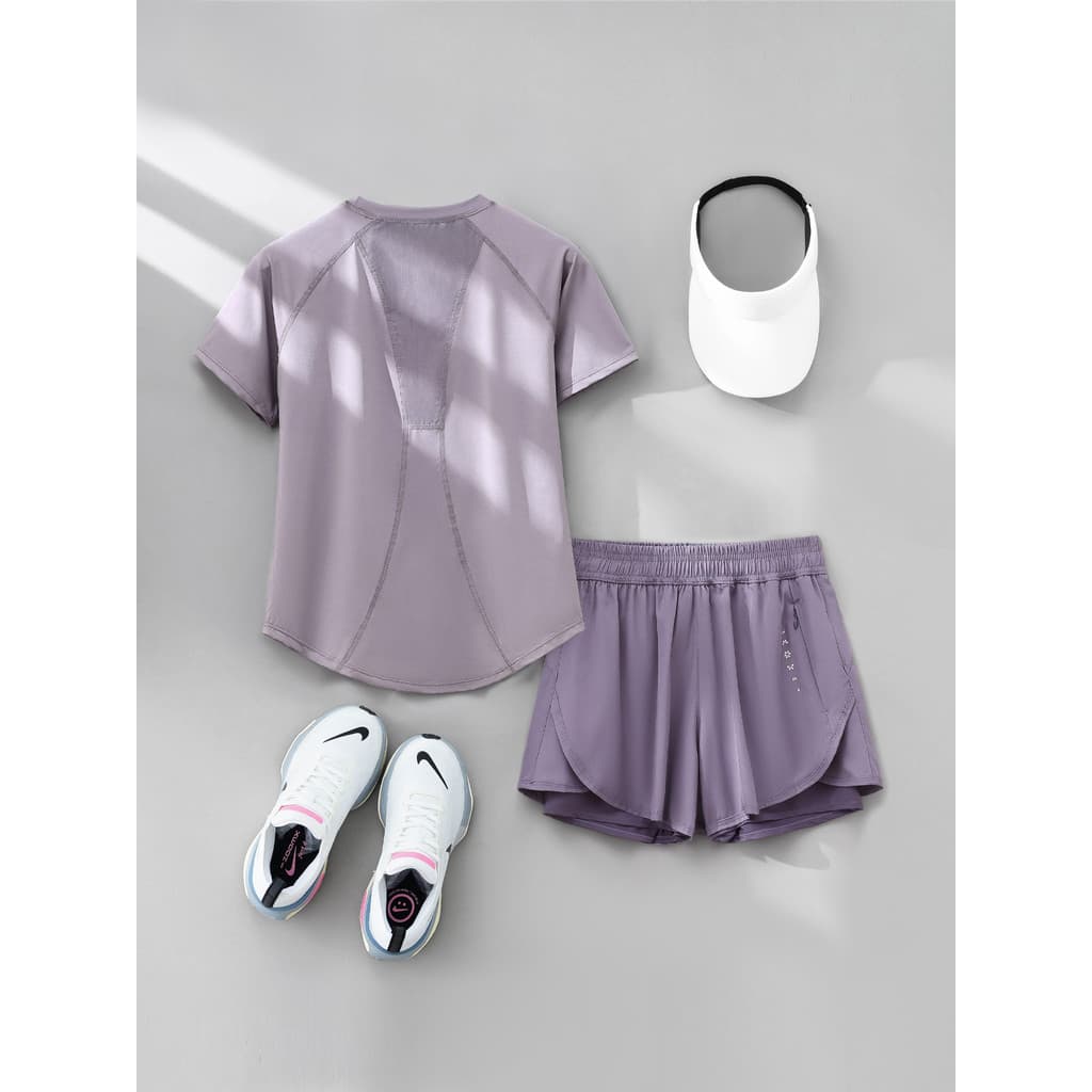 Terno esportivo feminino de corrida profissional 2026 verão novo estilo solto roupas de Yoga roupas de secagem rápida de