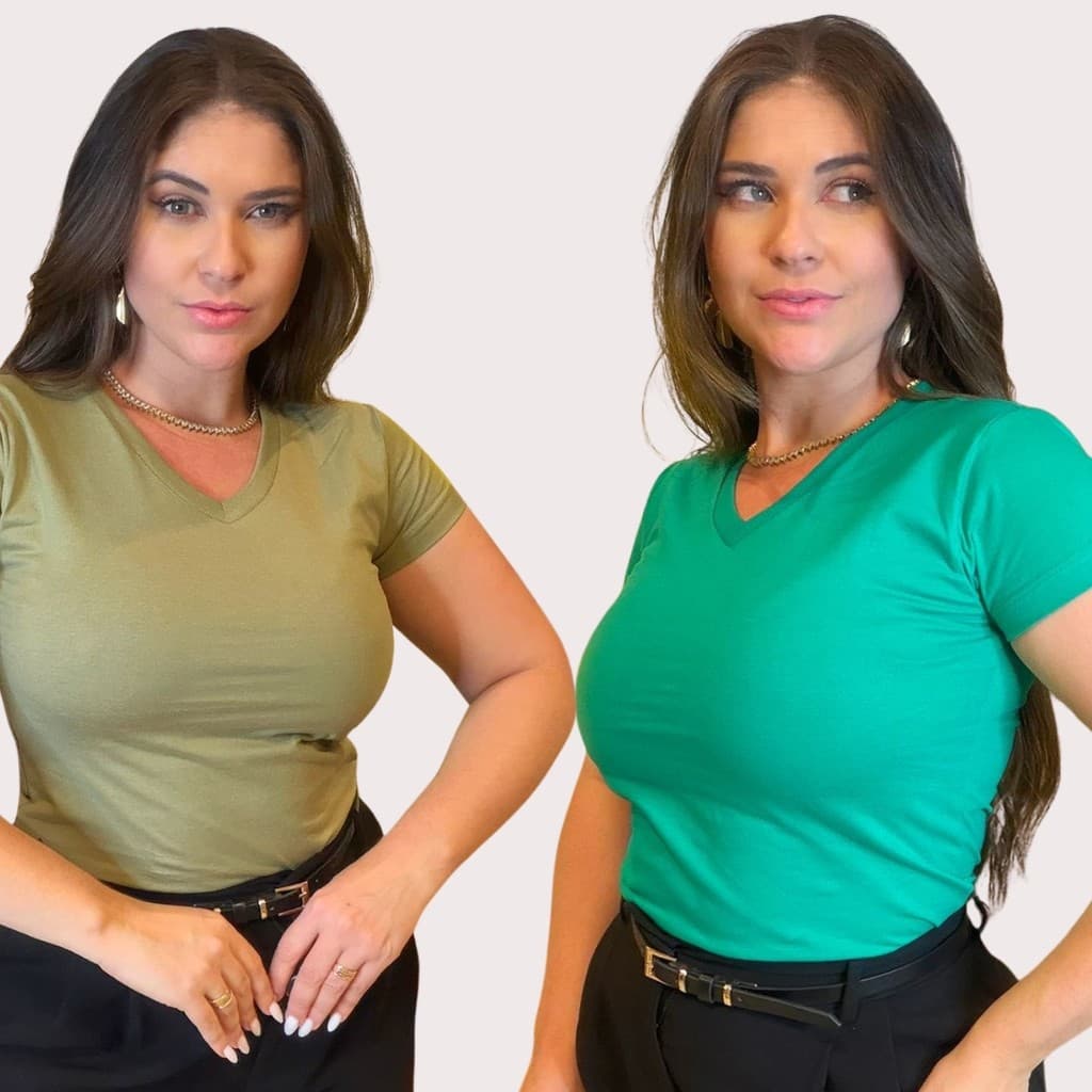 Camisa Feminina Gola V Confortável Casual Elegante