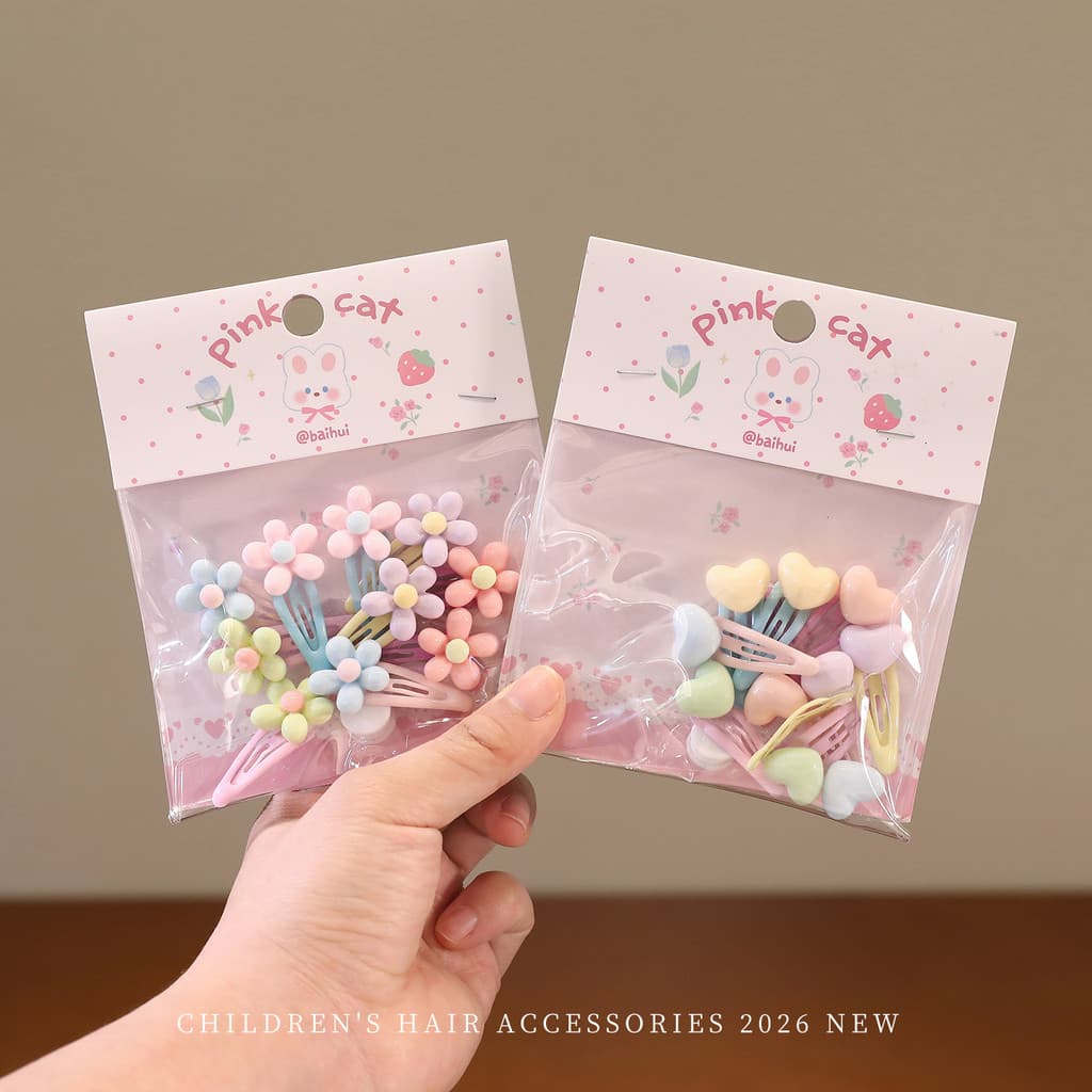 Crianças acessórios para o cabelo Macaron flor amor grampo de cabelo bebê franja cabelo quebrado bb clipe Hairpin pequen