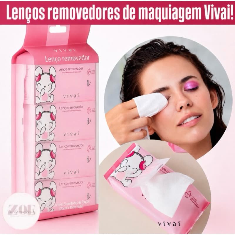 Lenço Removedor De Maquiagem Mini - Vivai 8/16/24 unidades