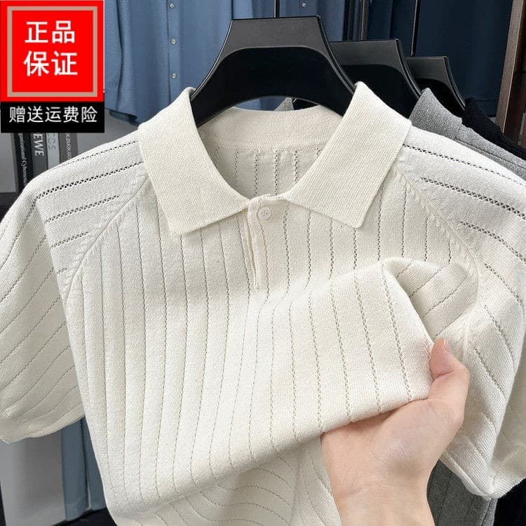 Estilo de dinheiro antigo verão Tencel linho algodão de meia-idade jovens camiseta de manga curta camisa polo lapela cam