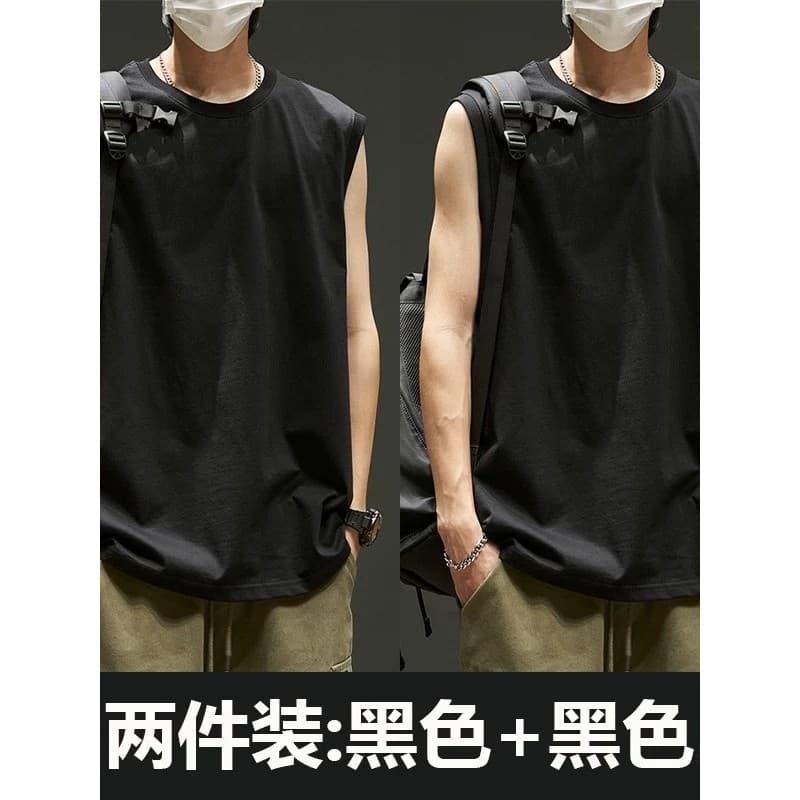 Moda sem mangas colete masculino verão cor sólida respirável esportes Casual colete camiseta solta All-Match colete de b
