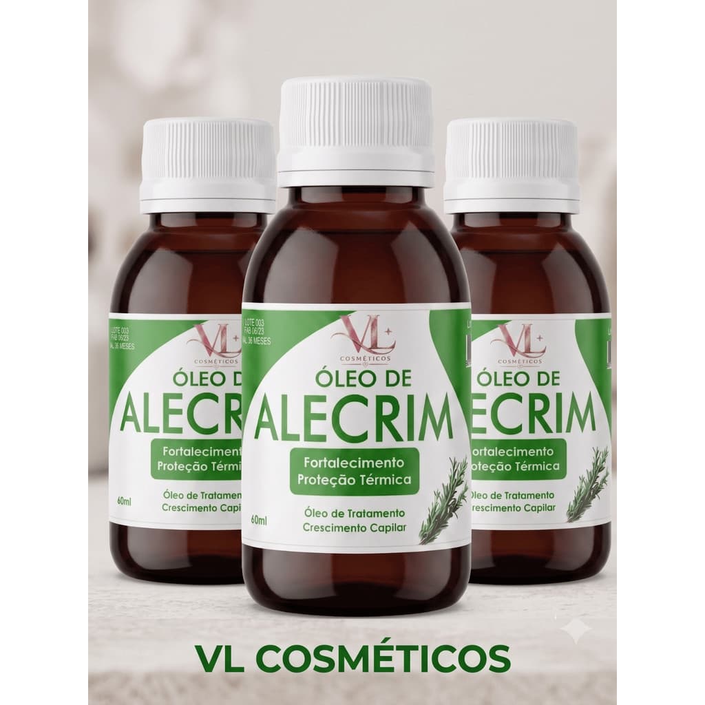 Kit 3 Óleo de Alecrim VL 60ml | Crescimento Capilar | Fortalece os Fios