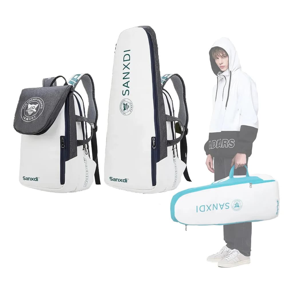 ZCCO Mochila Esportiva 50L Branca Bolsa Para Raquete de Badminton, Tênis e Praia Multiuso Resistente