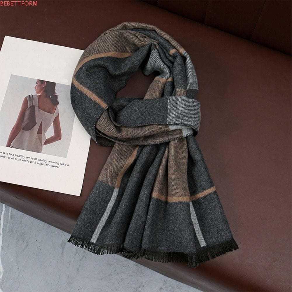 Xale Xadrez BEBETTFORM , Cachecol Macio De Caxemira Para Homem De Inverno , Envoltório Luxuoso À Prova De Vento E Clima